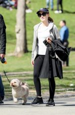 JESSICA CHASTAIN Walks Her Dog Out in Central Park in New York 04/09/2017