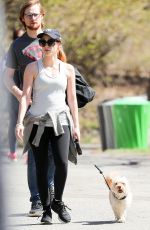 JESSICA CHASTAIN Walks Her Dog Out in Central Park in New York 04/09/2017