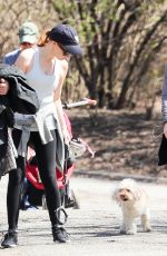 JESSICA CHASTAIN Walks Her Dog Out in Central Park in New York 04/09/2017