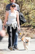 JESSICA CHASTAIN Walks Her Dog Out in Central Park in New York 04/09/2017