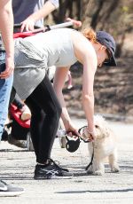 JESSICA CHASTAIN Walks Her Dog Out in Central Park in New York 04/09/2017