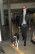 KATE UPTON with Her Dog at LAX Airport in Los Angeles 04/10/2017