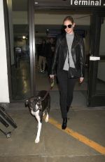 KATE UPTON with Her Dog at LAX Airport in Los Angeles 04/10/2017