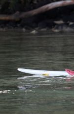 KENDRA WILKINSON Paddle Boarding on Vacation in Hawaii, April 2017