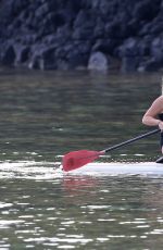 KENDRA WILKINSON Paddle Boarding on Vacation in Hawaii, April 2017