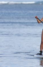KENDRA WILKINSON Paddle Boarding on Vacation in Hawaii, April 2017