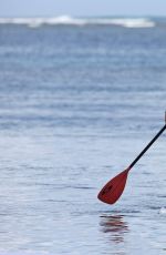 KENDRA WILKINSON Paddle Boarding on Vacation in Hawaii, April 2017