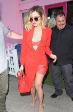 KHLOE KARDASHIAN All in Red Leaves Vanderpump Dogs in West Hollywood 04/21/2017