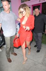 KHLOE KARDASHIAN All in Red Leaves Vanderpump Dogs in West Hollywood 04/21/2017