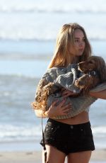 KIMBERLEY GARNER Walks Her Dog on the Beach in Santa Monica 04/12/2017