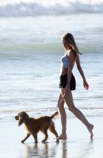 KIMBERLEY GARNER Walks Her Dog on the Beach in Santa Monica 04/12/2017