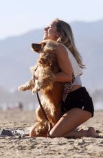 KIMBERLEY GARNER Walks Her Dog on the Beach in Santa Monica 04/12/2017