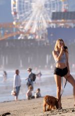 KIMBERLEY GARNER Walks Her Dog on the Beach in Santa Monica 04/12/2017