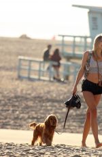 KIMBERLEY GARNER Walks Her Dog on the Beach in Santa Monica 04/12/2017
