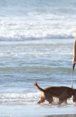 KIMBERLEY GARNER Walks Her Dog on the Beach in Santa Monica 04/12/2017