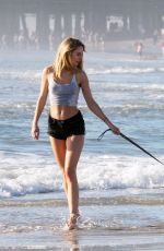 KIMBERLEY GARNER Walks Her Dog on the Beach in Santa Monica 04/12/2017