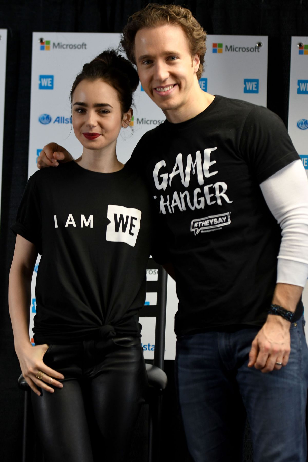 LILY COLLINS and Craig Kielburger at We Day in Seattle 04/21/2017 LILY COLLINS and Craig Kielburger at We Day in Seattle 04/21/2017