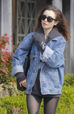 LILY COLLINS Arrives at a Salon in Beverly Hills 04/06/2017