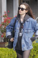 LILY COLLINS Arrives at a Salon in Beverly Hills 04/06/2017