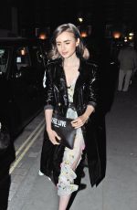 LILY COLLINS at Chiltern Firehouse in London 04/18/2017