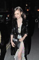 LILY COLLINS at Chiltern Firehouse in London 04/18/2017