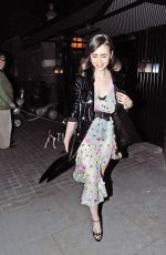 LILY COLLINS at Chiltern Firehouse in London 04/18/2017