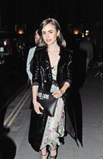 LILY COLLINS at Chiltern Firehouse in London 04/18/2017