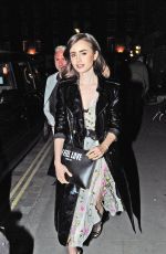 LILY COLLINS at Chiltern Firehouse in London 04/18/2017