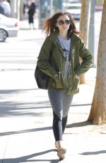 LILY COLLINS Heading to a Gym in Los Angeles 04/16/2017
