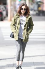 LILY COLLINS Leave a Gym in West Hollywood 04/24/2017