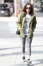 LILY COLLINS Leave a Gym in West Hollywood 04/24/2017