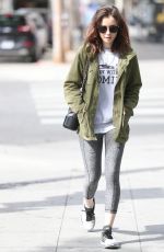 LILY COLLINS Leave a Gym in West Hollywood 04/24/2017
