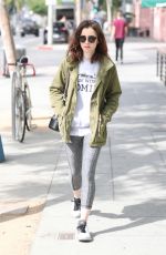 LILY COLLINS Leave a Gym in West Hollywood 04/24/2017