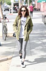 LILY COLLINS Leave a Gym in West Hollywood 04/24/2017
