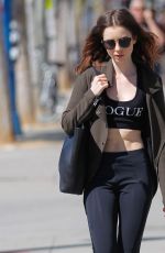 LILY COLLINS Leaves a Gym in West Hollywood 04/29/2017