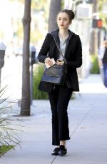 LILY COLLINS Out in Beverly Hills 04/04/2017