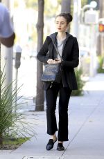 LILY COLLINS Out in Beverly Hills 04/04/2017