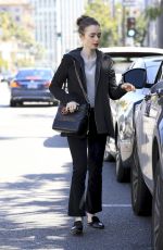 LILY COLLINS Out in Beverly Hills 04/04/2017
