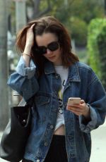LILY COLLINS Out in Beverly Hills 04/08/2017