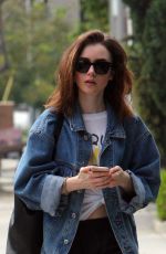 LILY COLLINS Out in Beverly Hills 04/08/2017