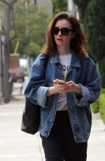 LILY COLLINS Out in Beverly Hills 04/08/2017