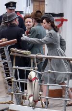 LILY JAMES on the Set of Guernsey in Bristol 04/26/2017