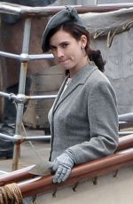 LILY JAMES on the Set of Guernsey in Bristol 04/26/2017