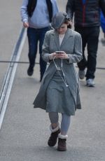 LILY JAMES on the Set of Guernsey in Bristol 04/26/2017