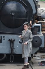 LILY JAMES on the Set of Guernsey in Bristol 04/26/2017