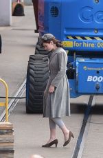 LILY JAMES on the Set of Guernsey in Bristol 04/26/2017