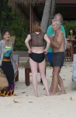 LINDSAY LOHAN in Swimsuit on the Beach in Phuket 03/29/2017