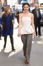 LUCY HALE Arrives at Good Morning America in New York 04/18/2017