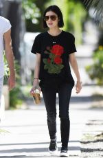 LUCY HALE Drinks a Starbucks Iced Coffee Out in West Hollywood 04/28/2017