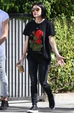 LUCY HALE Drinks a Starbucks Iced Coffee Out in West Hollywood 04/28/2017